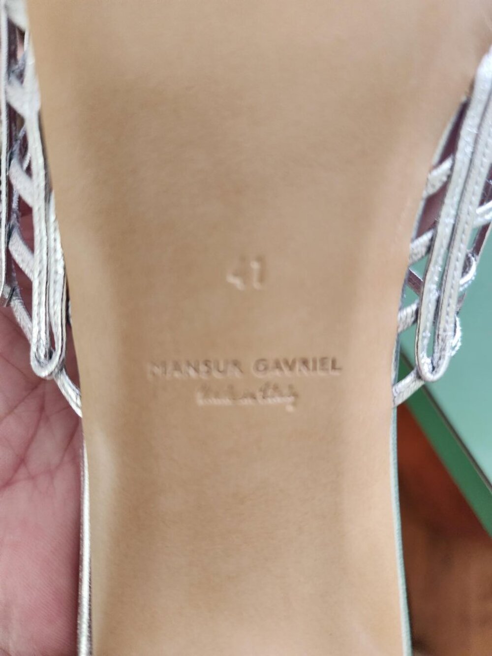 Mansur Gavriel Women's Silver Mules - Picture 3 of 4